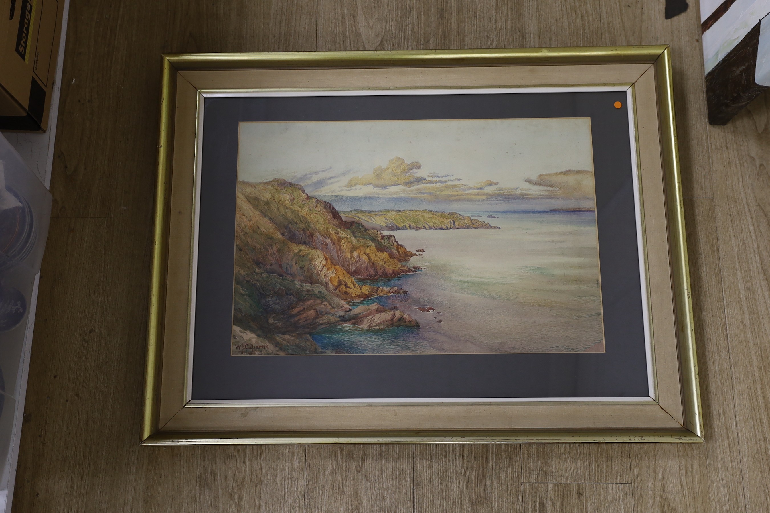 William John Caparne (1856-1940), watercolour, Coastal landscape, Channel Islands, signed, 42 x 64cm